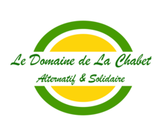 Rond jaune et vert avec inscrit au milieu Le Domaine Alternatif et Solidaire de la Chabet