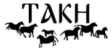Logo avec les lettres T A K H et des groupes de chevaux de différentes tailles, en-dessous
