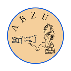 Nom de l'association (Abzu) écrit aussi en cunéiforme, avec un une divinité mésopotamienne.