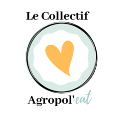 Coeur dans un rond avec "Le collectif" en haut et "Agropol'Eat" en bas